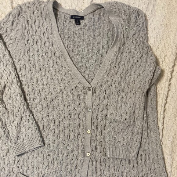 Lands' End Sweaters Grey Lands End Cardigan With Silver Sparkly